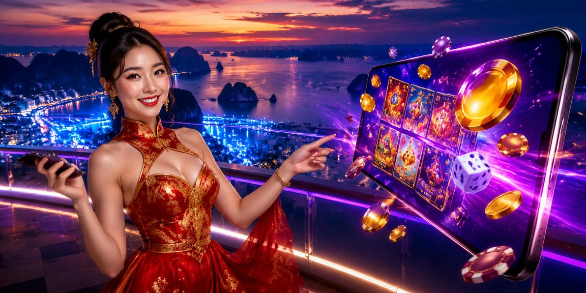Màn hình điện thoại hiển thị kèo thể thao trực tuyến với ánh đèn neon tại Hạ Long