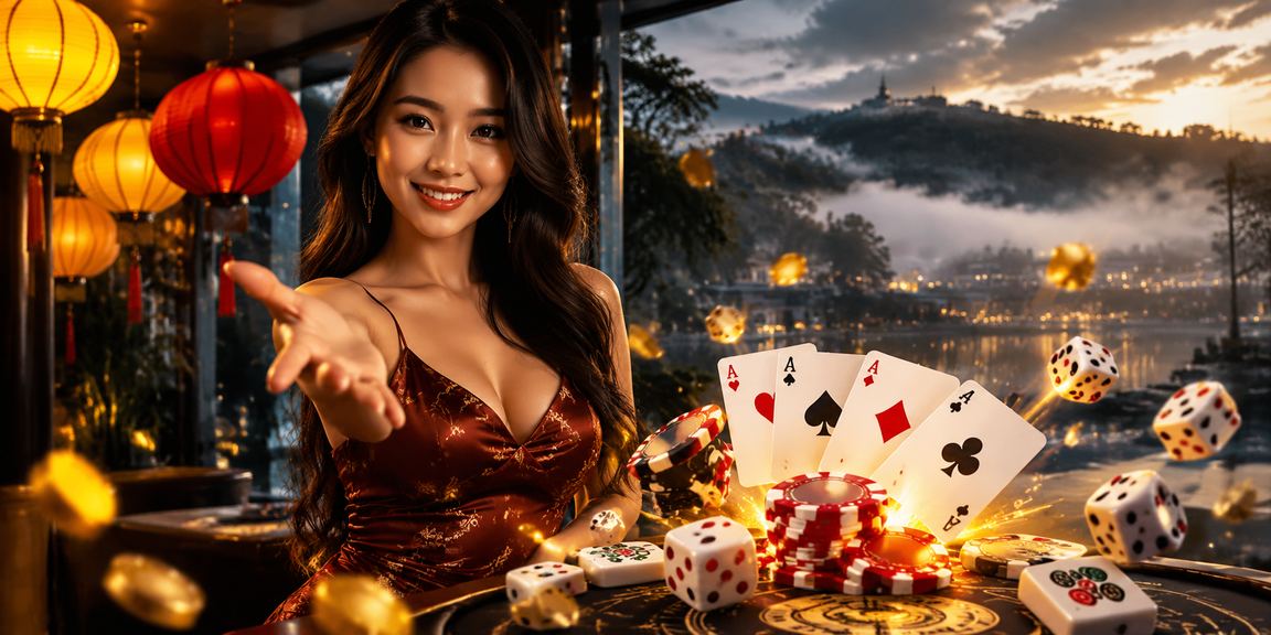Không gian chơi bài truyền thống dưới ánh đèn lồng Hội An lung linh về đêm