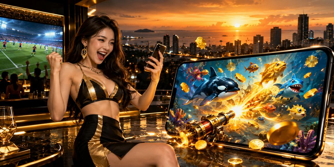 Người chơi trò bắn cá tại bãi biển Phú Quốc trong buổi chiều thư giãn